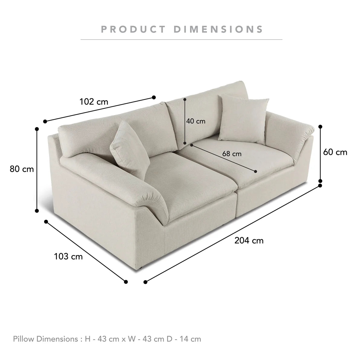 Emilia 2 Seater Sofa Couch - Oak
