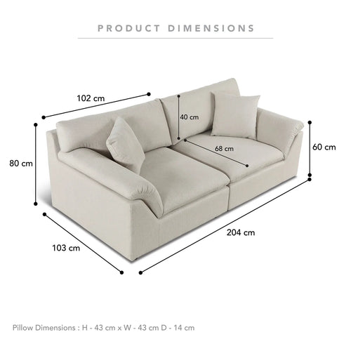 Emilia 2 Seater Sofa Couch - Oak