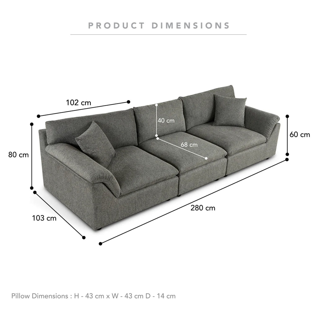 Emilia 3 Seater Sofa - Grey